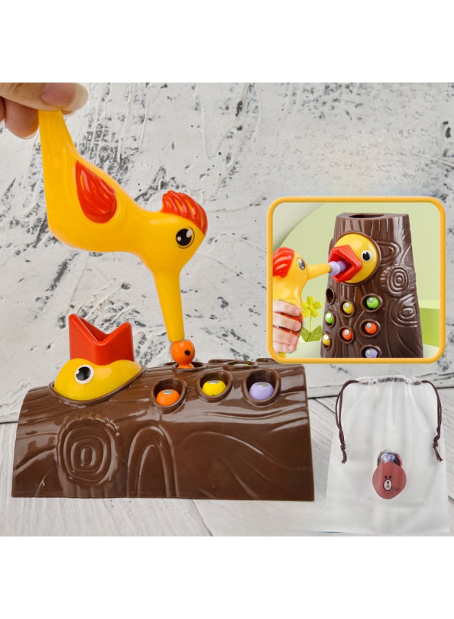 Woodpecker Toys Fishing Catch Insects Small Game Birds Catch Insects Magnetic Puzzle Early Education Training Exercise Toys Wholesale-Color:【Top Version】 1 Stump +2 Birds +20 Worms + Storage Bag + P - Image 4