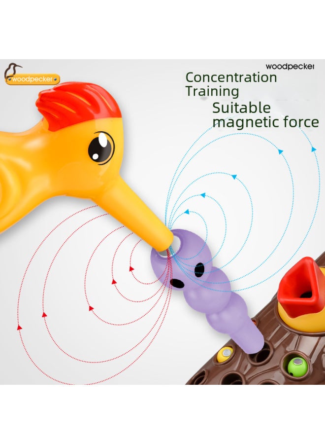 Woodpecker Toys Fishing Catch Insects Small Game Birds Catch Insects Magnetic Puzzle Early Education Training Exercise Toys Wholesale-Color:【Top Version】 1 Stump +2 Birds +20 Worms + Storage Bag + P - Image 5