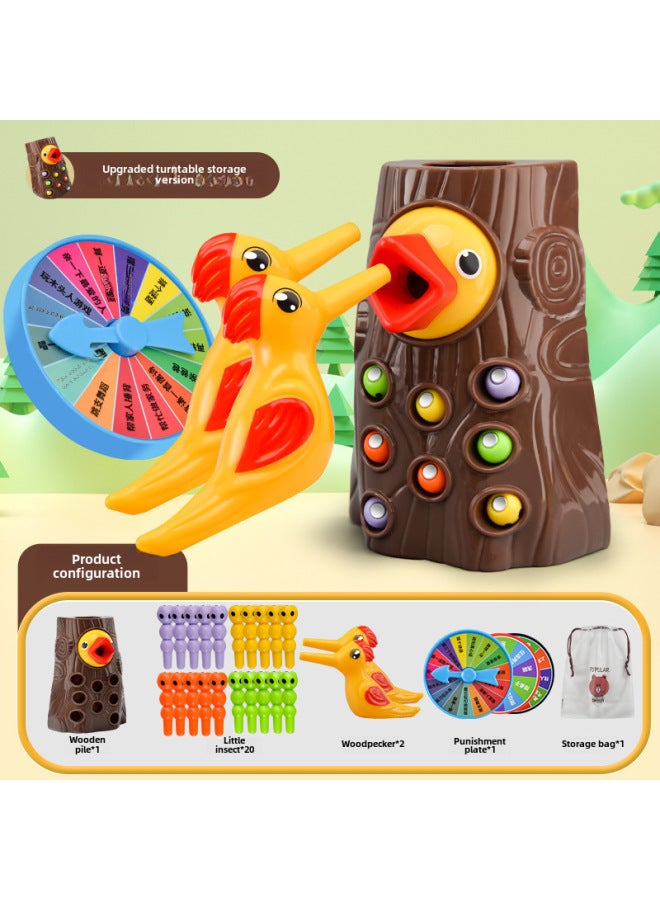Woodpecker Toys Fishing Catch Insects Small Game Birds Catch Insects Magnetic Puzzle Early Education Training Exercise Toys Wholesale-Color:【Top Version】 1 Stump +2 Birds +20 Worms + Storage Bag + P - Image 1
