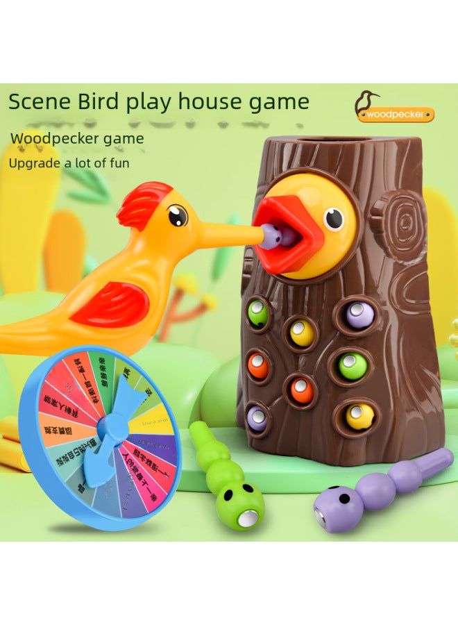 Woodpecker Toys Fishing Catch Insects Small Game Birds Catch Insects Magnetic Puzzle Early Education Training Exercise Toys Wholesale-Color:【Top Version】 1 Stump +2 Birds +20 Worms + Storage Bag + P - Image 2