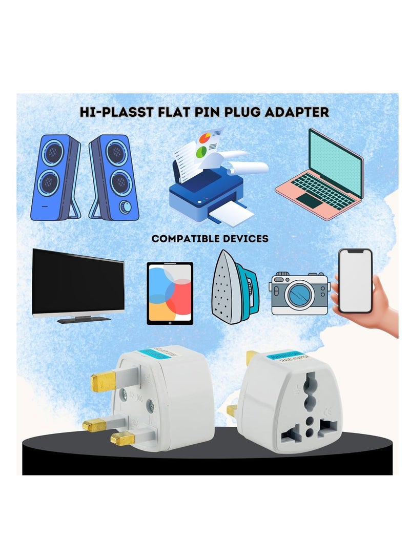 5-Piece Universal Travel Adapter Plug Set - Multi-Type Input to 3-Pin UK/Saudi Outlet, Compact Design, White - Image 5
