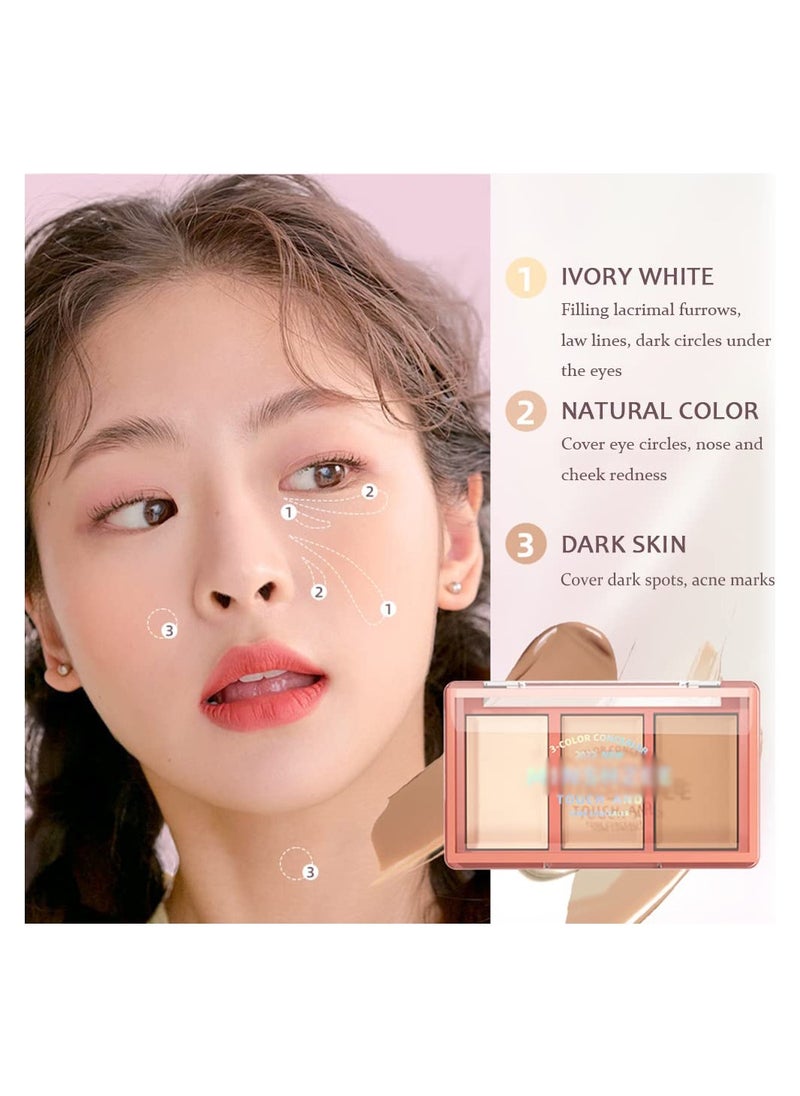 SYOSI - Tri-color Face Concealer Contour Palette, Contouring Foundation Highlighting Concealer Palette, Cream Contouring Makeup for Tattoo Concealer or Corrects Dark Circles Red Marks Scars - Image 1