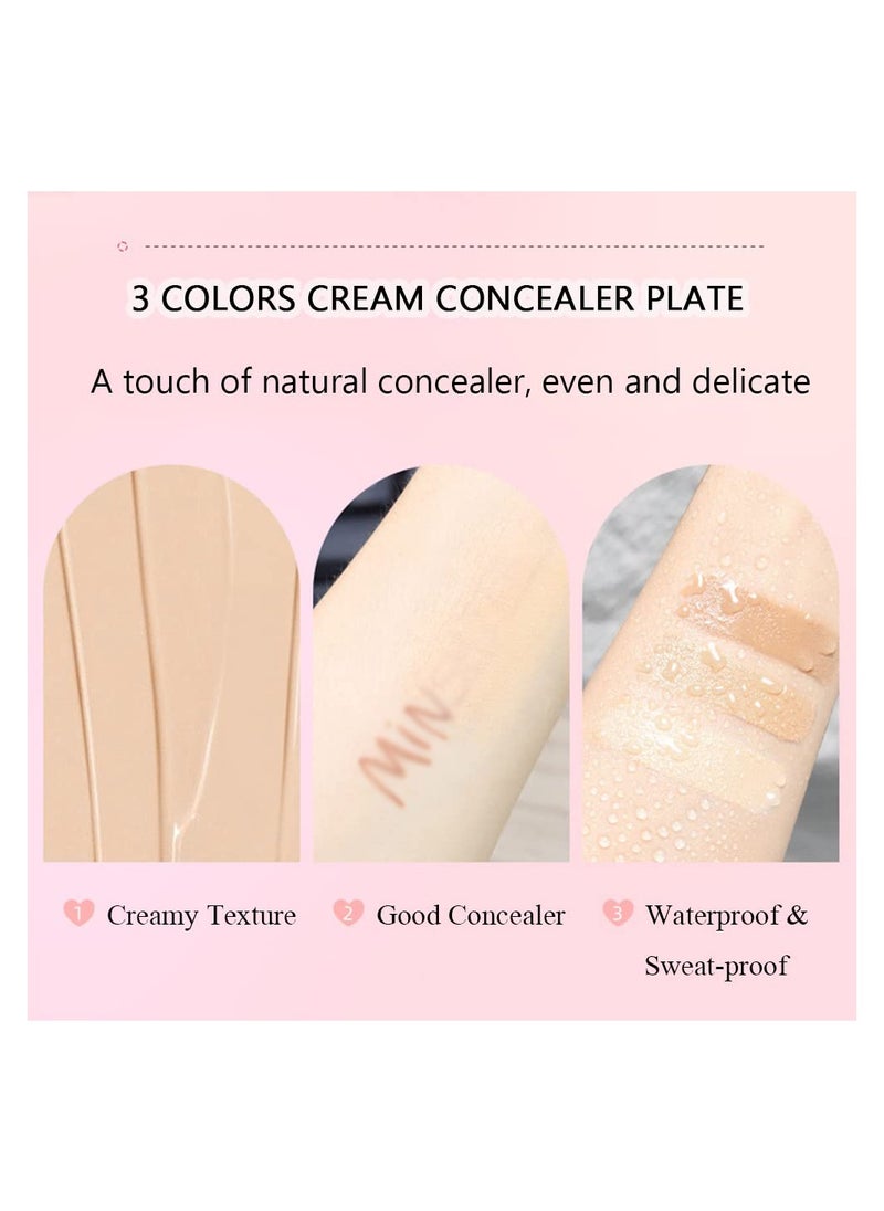 SYOSI - Tri-color Face Concealer Contour Palette, Contouring Foundation Highlighting Concealer Palette, Cream Contouring Makeup for Tattoo Concealer or Corrects Dark Circles Red Marks Scars - Image 1
