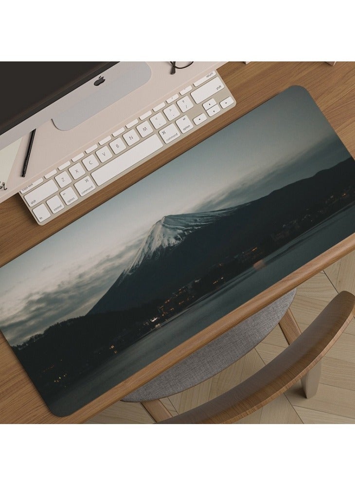 900x400x2mm Large Gaming Mouse Pad Stitched Edges Extended Mousepad Smooth Cloth Surface Non-Slip Rubber Base Waterproof Anime Extended Comfortable Mouse Mat Desk Pad Spill-Resistant Desk Pad for Keyboard and Mouse Grey(Village and Snow Mountains)
