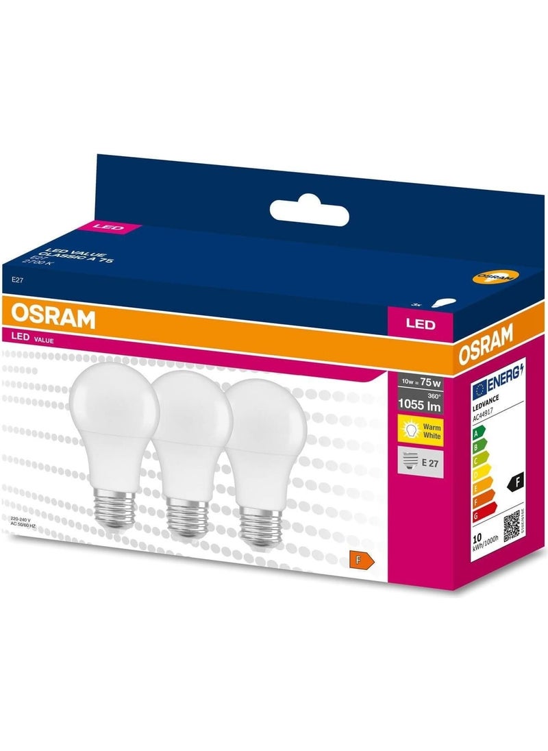 Osram Led Value 10W Yellow Light E-27 1055lm Bulb 3 Pack  - Image 3