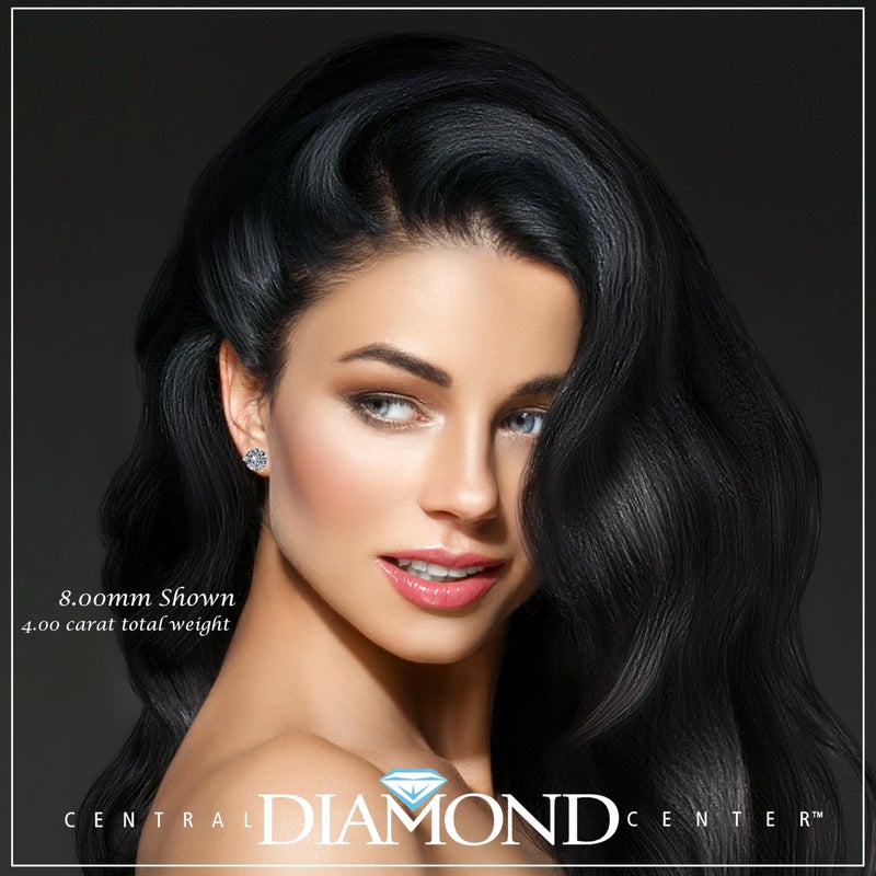 Central Diamond Center أقراط مارتيني مرصعة بالزركونيا 3 أسنان من مركز الماس المركزي 14 قيراط ذهب وبلاتين مطلي 8.00 مم 4.00 قيراط - Image 4