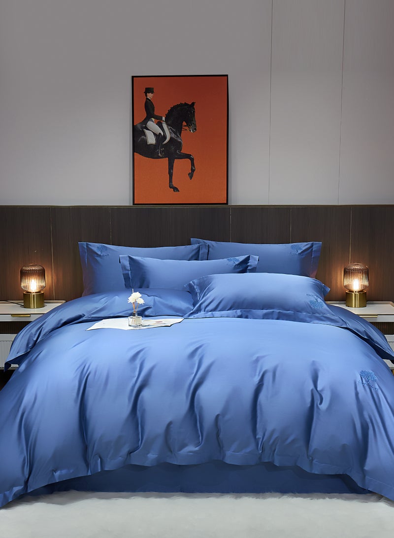 60s Light Luxury Embroidery Royal Blue 200 * 230cm Bed Set of Four Pieces  - Image 1