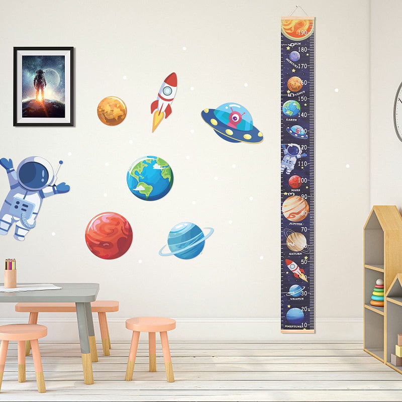 HIFOT Kids Growth Chart Height Measuring Chart, Outer Space Canvas Wall Hanging Rulers for Baby Children Kids Boys Bedroom Decor 74.8'' 7.87'' - Image 4