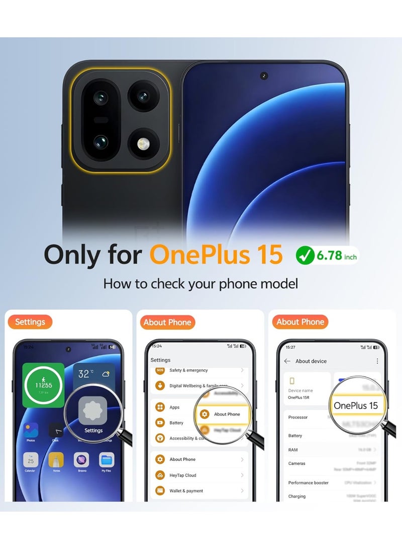 CHEROSIN 2 in 1 for OnePlus 15 5G Case Compatible with Magsafe,Translucent Matte Case with Tempered Glass Screen Protector,Military Grade Shockproof Protective Phone Cover for OnePlus 15 6.78-inch,Black - Image 2