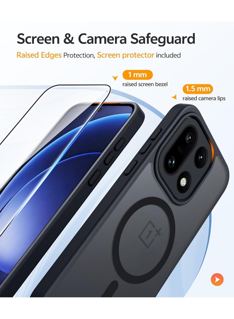 CHEROSIN 2 in 1 for OnePlus 15 5G Case Compatible with Magsafe,Translucent Matte Case with Tempered Glass Screen Protector,Military Grade Shockproof Protective Phone Cover for OnePlus 15 6.78-inch,Black - Image 4