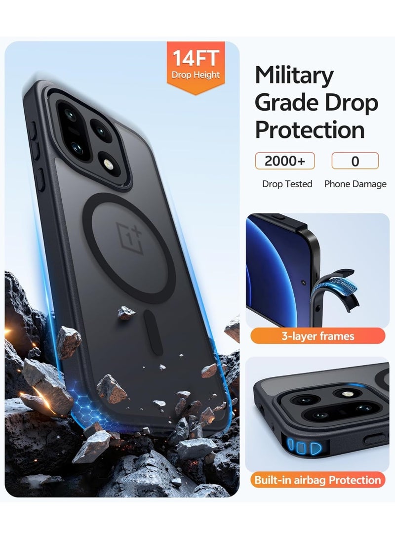 CHEROSIN 2 in 1 for OnePlus 15 5G Case Compatible with Magsafe,Translucent Matte Case with Tempered Glass Screen Protector,Military Grade Shockproof Protective Phone Cover for OnePlus 15 6.78-inch,Black - Image 5