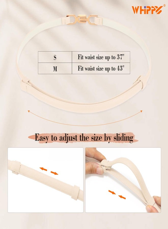 WHIPPY Women Skinny Leather Belt Adjustable Thin Waist Belt for Dress Pants Jeans A-Light Beige, S - Image 4