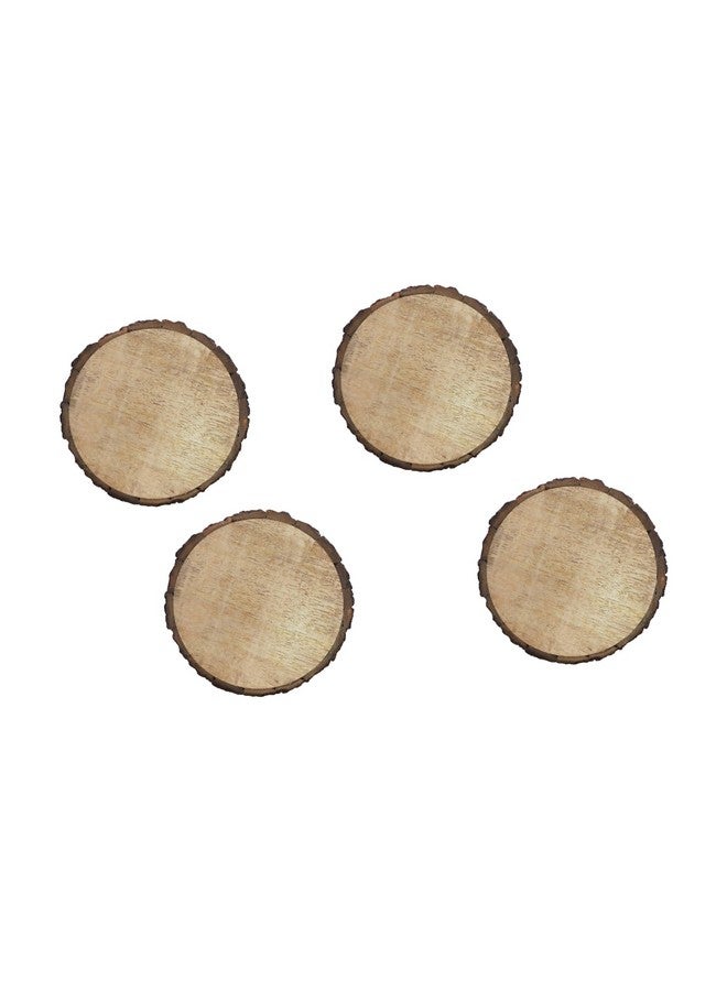 Salvus App SOLUTIONS Salvus App SOLUTIONS Rustic Wooden Log Coaster Set: Natural Bark Cup Slices for Home Décor and Table Protection (Brown_4 Inches)- Set of 4 - Image 2