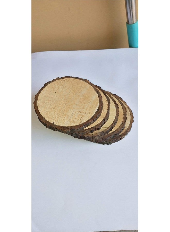 Salvus App SOLUTIONS Salvus App SOLUTIONS Rustic Wooden Log Coaster Set: Natural Bark Cup Slices for Home Décor and Table Protection (Brown_4 Inches)- Set of 4 - Image 5