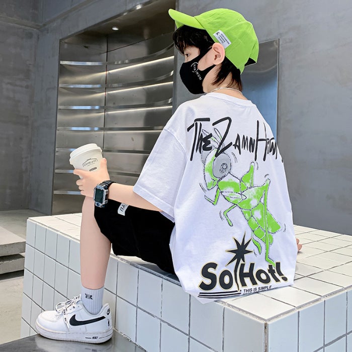 Children'S Clothing Boys' Pure Cotton Short-Sleeved T-Shirt 2026 New Style Kidsren'S Thin Top Boys' Summer T-Shirt Trendy - Image 1
