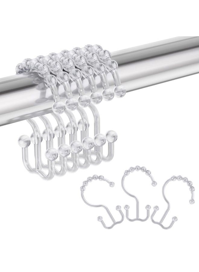 Amazer Plastic Double Shower Curtain Hooks, Set of 12 transparent - Image 1