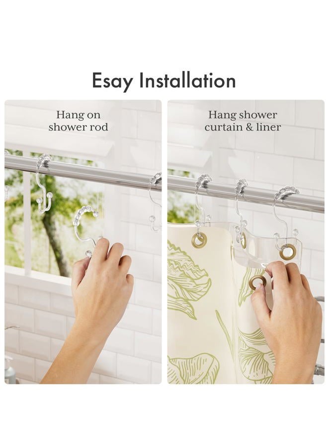 Amazer Plastic Double Shower Curtain Hooks, Set of 12 transparent - Image 5