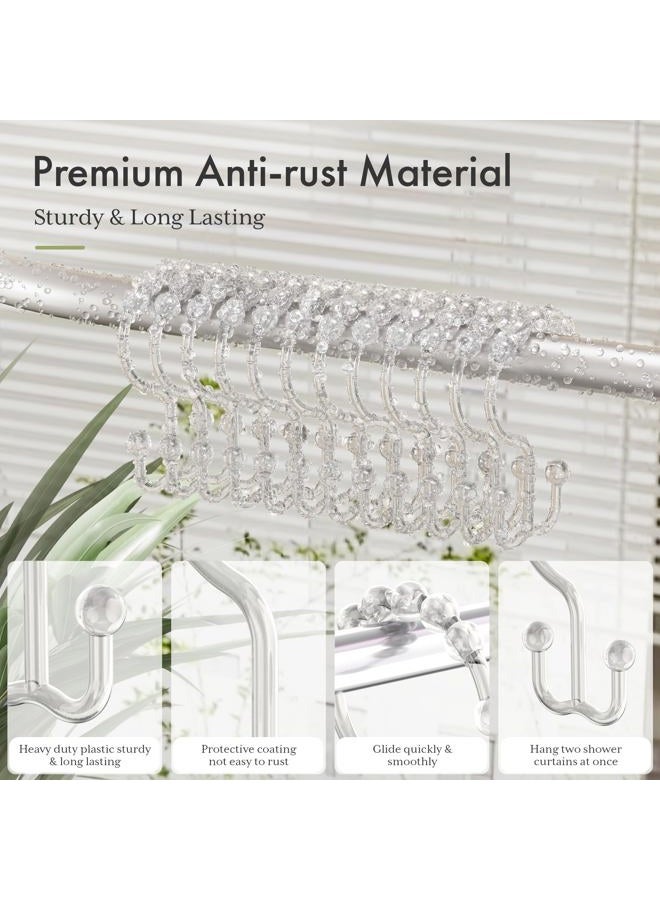 Amazer Plastic Double Shower Curtain Hooks, Set of 12 transparent - Image 3