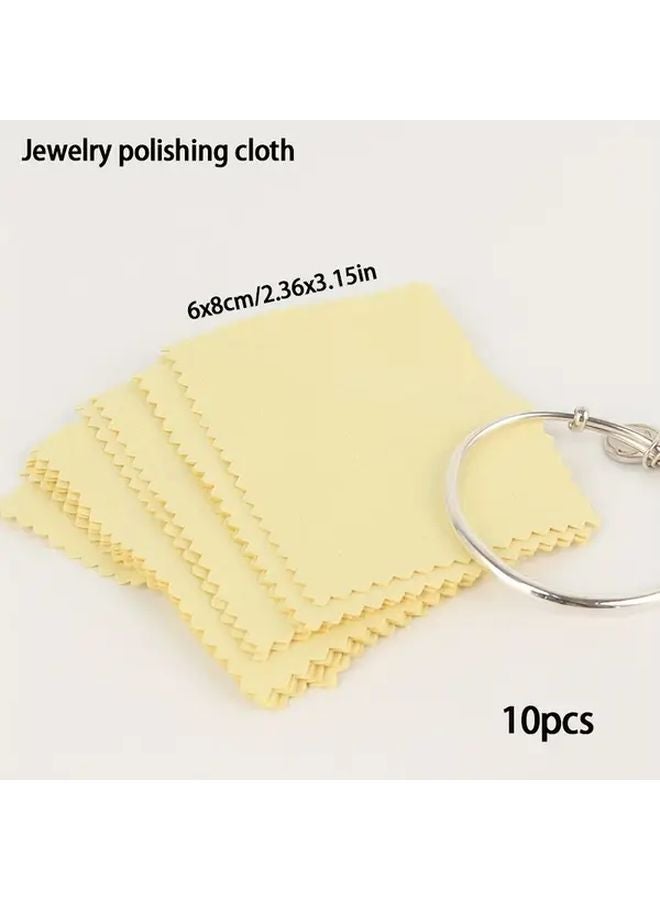 10 قطع من قمصان التلميع الصفراء للمجوهرات والخواتم والقلادات المضادة للأكسدة والتنظيف - Image 1