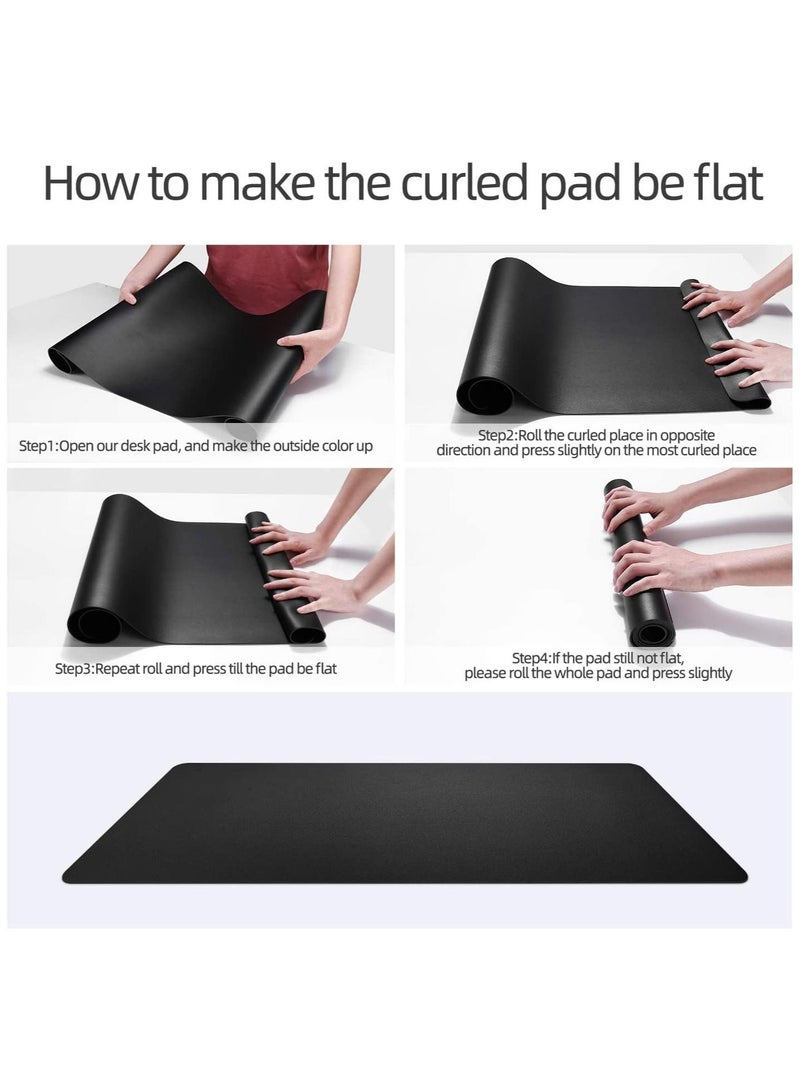 Cool Baby COOLBABY Multifunctional Office Desk Pad Ultra Thin Waterproof PU Leather Mouse Pad Dual Use Desk Writing Mat for Office/Home(70*35 CM Black+Black) - Image 4