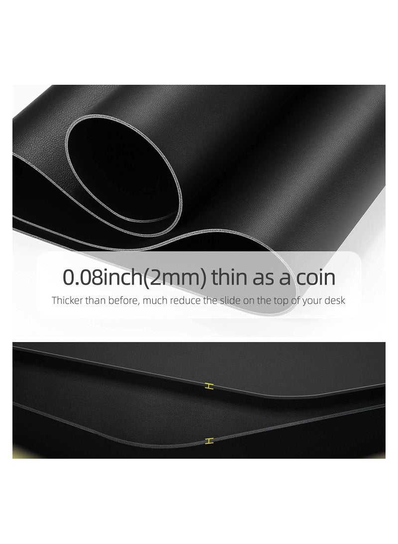 Cool Baby COOLBABY Multifunctional Office Desk Pad Ultra Thin Waterproof PU Leather Mouse Pad Dual Use Desk Writing Mat for Office/Home(70*35 CM Black+Black) - Image 3