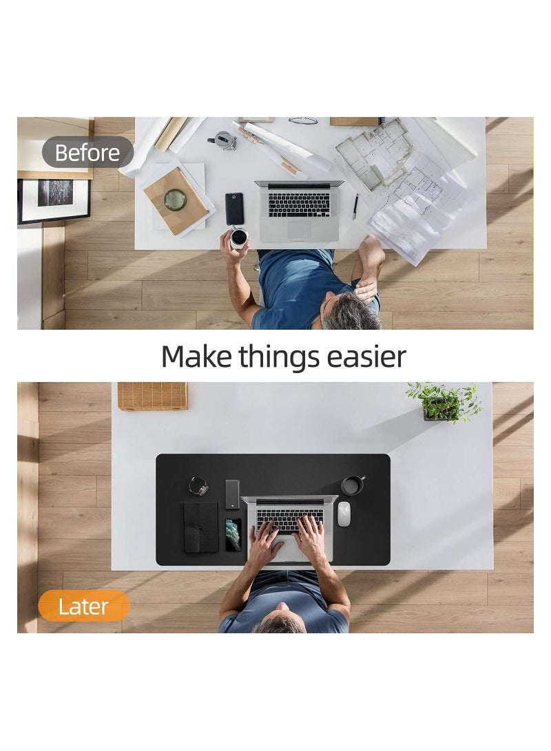 Cool Baby COOLBABY Multifunctional Office Desk Pad Ultra Thin Waterproof PU Leather Mouse Pad Dual Use Desk Writing Mat for Office/Home(70*35 CM Black+Black) - Image 5