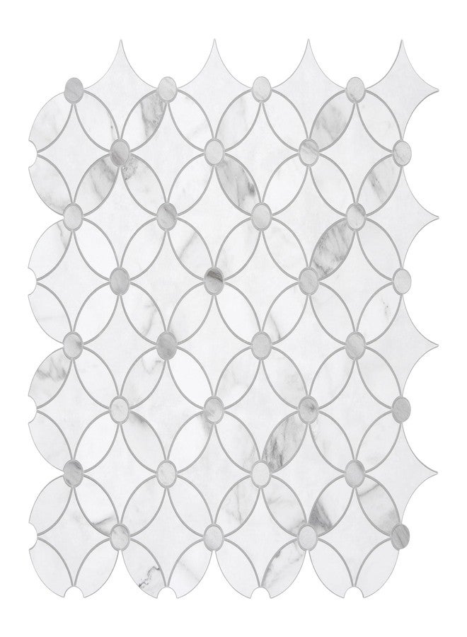 sunwings 10 PCS Coin Peel and Stick Waterjet Backsplash Self Adhesive Tiles White Marble Wall Panels Stick on Backsplash for Kitchen, Bathroom, Fireplace - Image 1