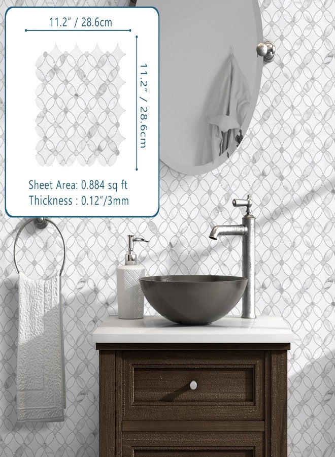 sunwings 10 PCS Coin Peel and Stick Waterjet Backsplash Self Adhesive Tiles White Marble Wall Panels Stick on Backsplash for Kitchen, Bathroom, Fireplace - Image 2