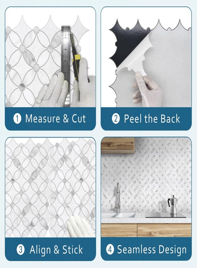 sunwings 10 PCS Coin Peel and Stick Waterjet Backsplash Self Adhesive Tiles White Marble Wall Panels Stick on Backsplash for Kitchen, Bathroom, Fireplace - Image 4