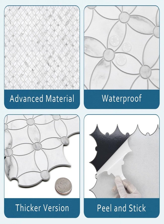 sunwings 10 PCS Coin Peel and Stick Waterjet Backsplash Self Adhesive Tiles White Marble Wall Panels Stick on Backsplash for Kitchen, Bathroom, Fireplace - Image 3