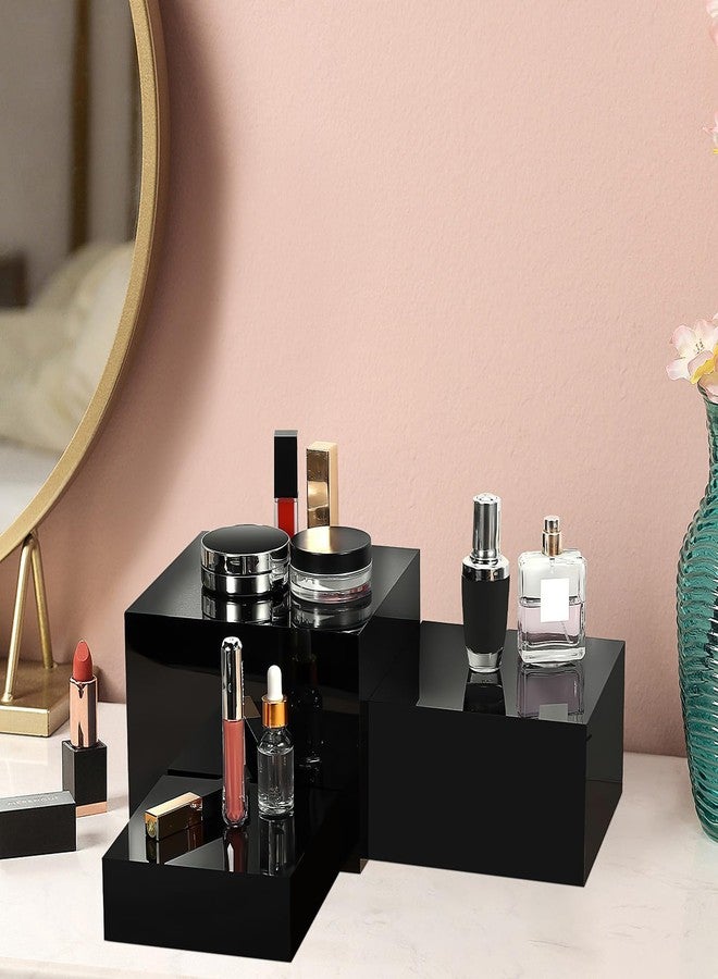 KisSealed 6 Pcs Buffet Risers,Food Risers for Buffet Display,Acrylic Cube Display Nesting Risers,Acrylic Riser Display Stand for Catering Dessert Collectibles Jewelry Figures Show,Black(6",7",8") - Image 3