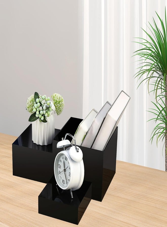 KisSealed 6 Pcs Buffet Risers,Food Risers for Buffet Display,Acrylic Cube Display Nesting Risers,Acrylic Riser Display Stand for Catering Dessert Collectibles Jewelry Figures Show,Black(6",7",8") - Image 4