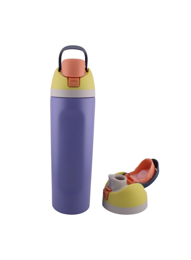 CRAVISTA 24oz Stainless Steel Water Bottle – Double Wall Vacuum Insulated Flask with Spout & Straw, BPA-Free, Leak-Proof Sports Water Bottle for Hot & Cold Drinks (Purple) - Image 2
