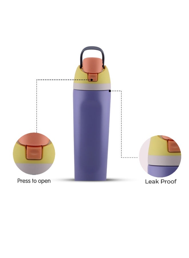 CRAVISTA 24oz Stainless Steel Water Bottle – Double Wall Vacuum Insulated Flask with Spout & Straw, BPA-Free, Leak-Proof Sports Water Bottle for Hot & Cold Drinks (Purple) - Image 4