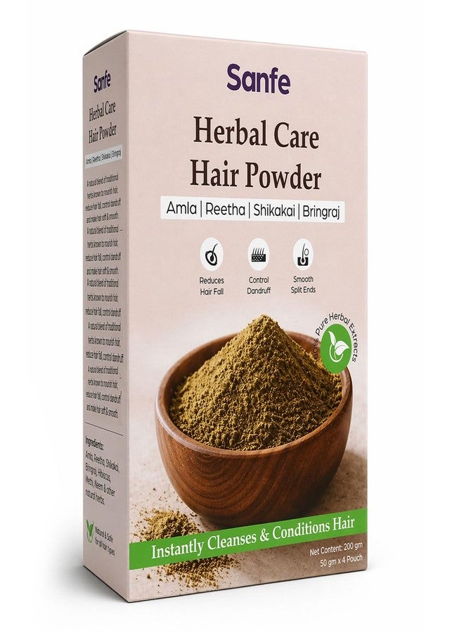 Sanfe Herbal Care Hair Powder | 200gm | Amla Reetha Shikakai Bhringraj | Pack of 4 - Image 1