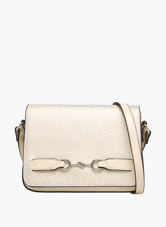 Celeste Monogram Print Crossbody Bag with Button Closure