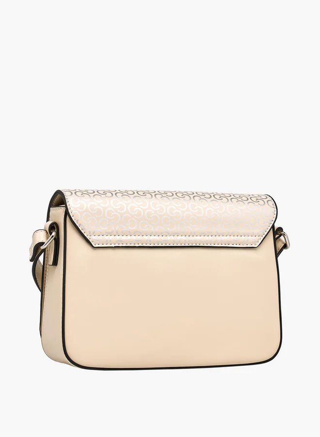 Celeste Monogram Print Crossbody Bag with Button Closure