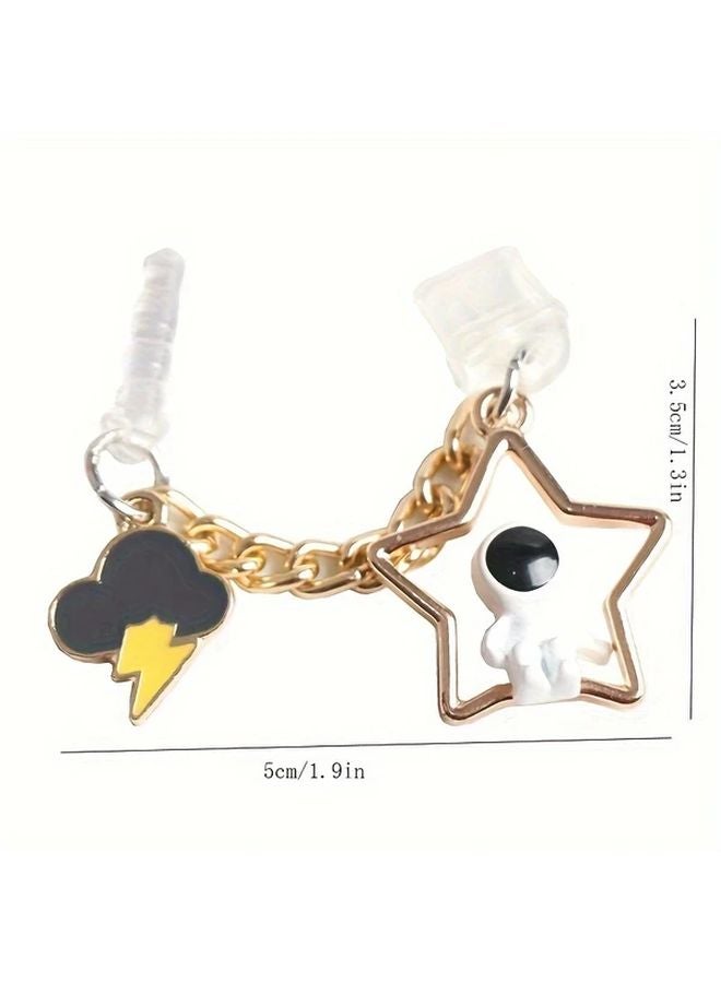 Moon Astronaut Phone Dust Plug DIY Creative Anti Lost Rope For Iphone - Image 3