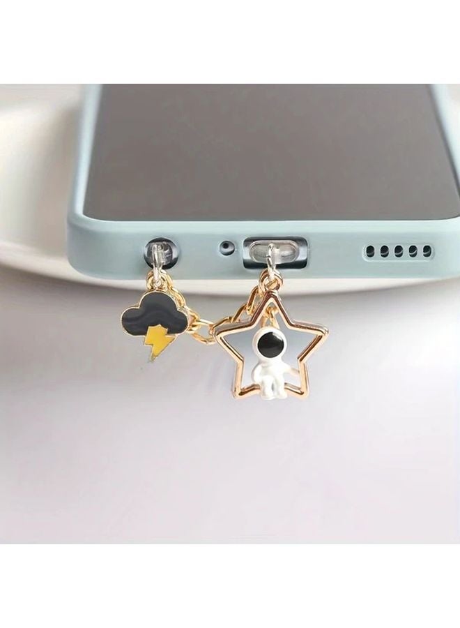 Moon Astronaut Phone Dust Plug DIY Creative Anti Lost Rope For Iphone - Image 5