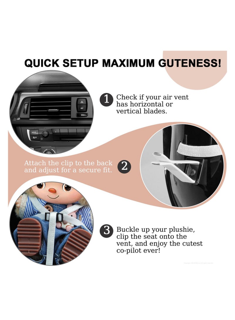 Doll car seat Compatible with Labubu, Vent Clip for 10-17cm Blind Box Toys, Secure Doll Seat with Adjustable Safety Strap & Airflow-Friendly Design, Car Decor (Doll Not Included) - Image 5