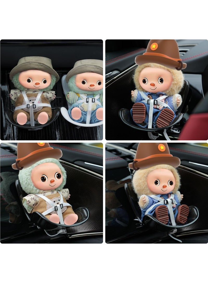 Doll car seat Compatible with Labubu, Vent Clip for 10-17cm Blind Box Toys, Secure Doll Seat with Adjustable Safety Strap & Airflow-Friendly Design, Car Decor (Doll Not Included) - Image 3