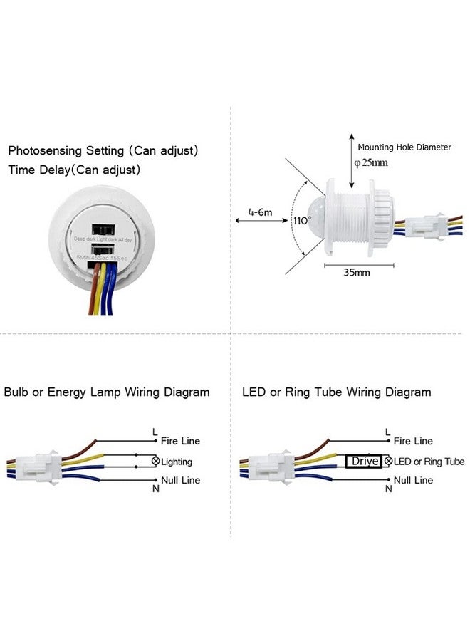 Quick Sense(QS-05B Mini Motion Sensor Light Switch 110-220V PIR Sensor Smart Detection Time Delay Adjustable Infrared Induction Detector - Image 5