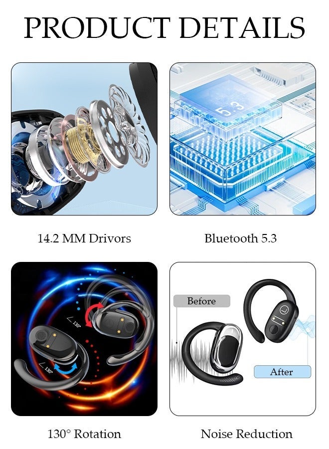 DUNISO Wireless Earbuds Bluetooth 5.3 Headphones Wireless Charging Case Sports Ear Buds Touch Control LED Power Display Built-in Mic Headset Waterproof Earphones in-Ear for IOS and Android - Image 3