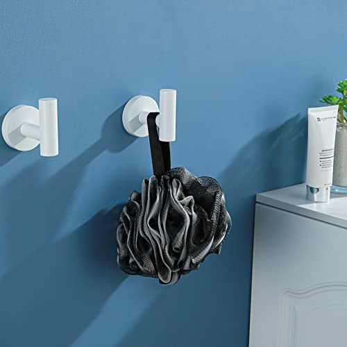 SEABEFORE White Towel Hooks Coat Robe Hook for Bath and Kitchen,Bathroom Hardware Accessories, SUS 304 Stainless Steel Wall Hook 2 Count - Image 2