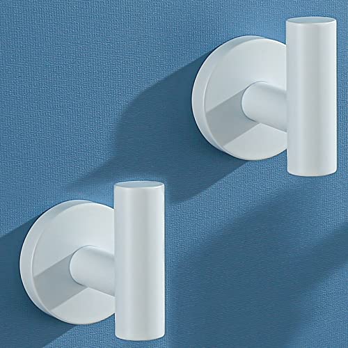 SEABEFORE White Towel Hooks Coat Robe Hook for Bath and Kitchen,Bathroom Hardware Accessories, SUS 304 Stainless Steel Wall Hook 2 Count - Image 1