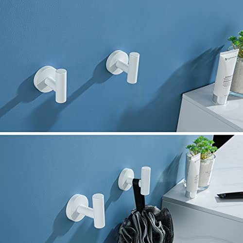 SEABEFORE White Towel Hooks Coat Robe Hook for Bath and Kitchen,Bathroom Hardware Accessories, SUS 304 Stainless Steel Wall Hook 2 Count - Image 4