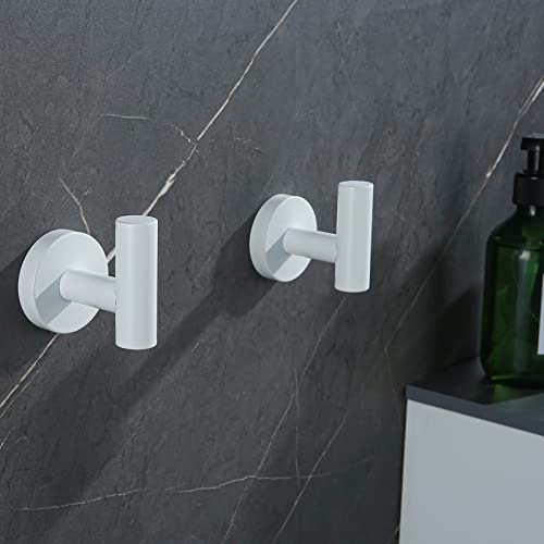 SEABEFORE White Towel Hooks Coat Robe Hook for Bath and Kitchen,Bathroom Hardware Accessories, SUS 304 Stainless Steel Wall Hook 2 Count - Image 3