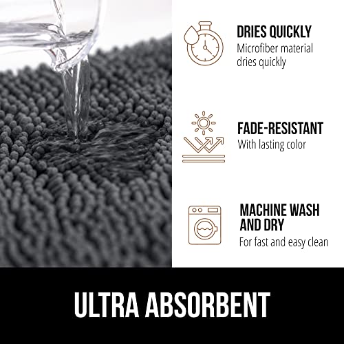 GORILLA GRIP Bath Rug Mat 36x24, Soft Absorbent Chenille, Quick Dry Microfiber Mats, Rubber Backing Washable Shower Floor Rugs, Bathmat Runner, US Designed Bathroom Home Decor Accessories Charcoal - Image 4