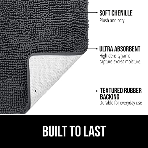 GORILLA GRIP Bath Rug Mat 36x24, Soft Absorbent Chenille, Quick Dry Microfiber Mats, Rubber Backing Washable Shower Floor Rugs, Bathmat Runner, US Designed Bathroom Home Decor Accessories Charcoal - Image 2
