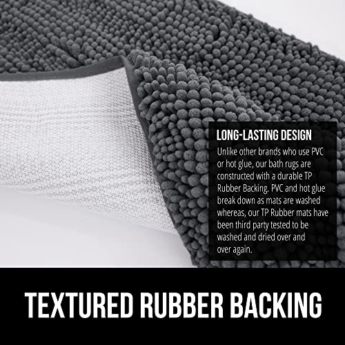 GORILLA GRIP Bath Rug Mat 36x24, Soft Absorbent Chenille, Quick Dry Microfiber Mats, Rubber Backing Washable Shower Floor Rugs, Bathmat Runner, US Designed Bathroom Home Decor Accessories Charcoal - Image 5
